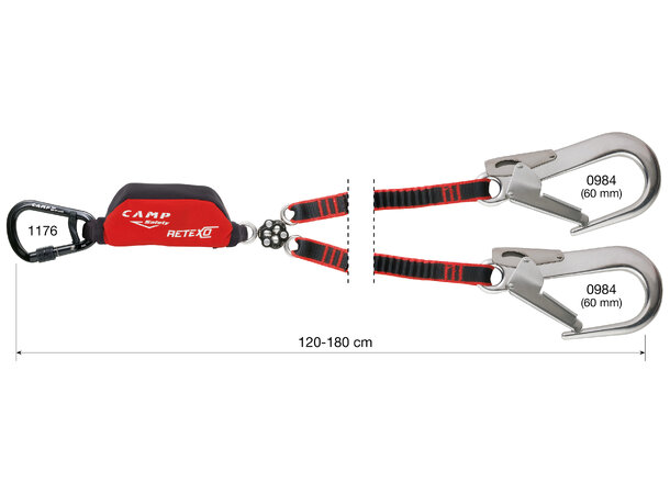 CAMP RETEXO GYRO REWIND 180cm Alu skru- og 60mm presslåskarabinere 