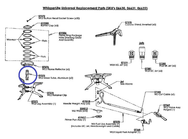 MSR Mixer Tube Aluminum - WLU Whisperlite Universal - Reservedel 