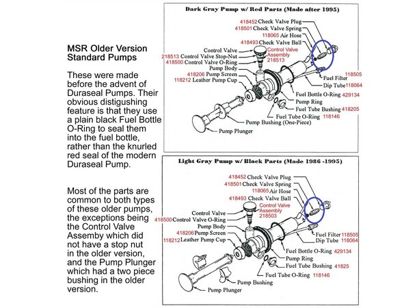 MSR Pump Spring - Stop Nut Older Fuel pump - Reservedel 