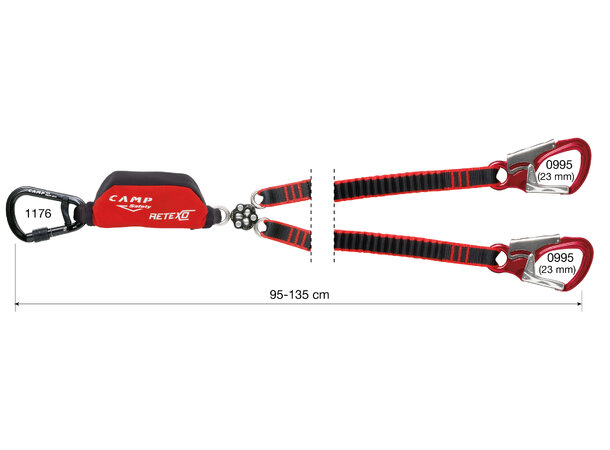 CAMP RETEXO GYRO REWIND 135cm Alu skru- og 23mm presslåskarabinere 