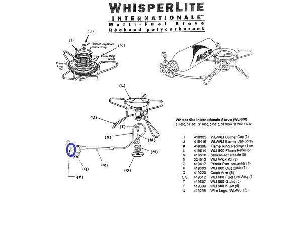 MSR WLI 600 Cut Cable Whisperlite International - Reservedel 