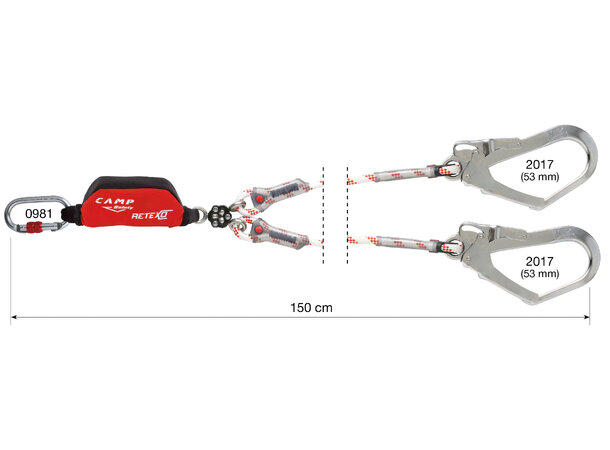 CAMP RETEXO GYRO ROPE 150cm Stål skru- og 53mm presslåskarabinere 