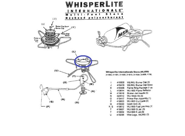 MSR WLI 600 Flame Reflector Whisperlite International - Reservedel 