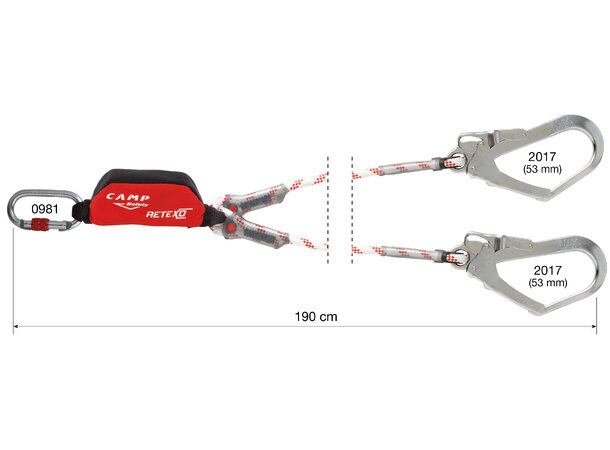 CAMP RETEXO ROPE DOUBLE 190cm Stål skru- og 53mm presslåskarabinere 