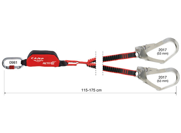CAMP RETEXO REWIND DOUBLE 175cm Stål skru- og 53mm presslåskarabinere 