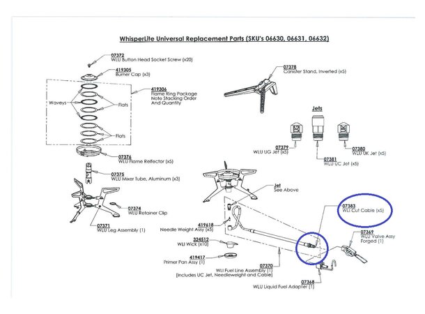 MSR WLI Cut Cable Whisperlite International - Reservedel 