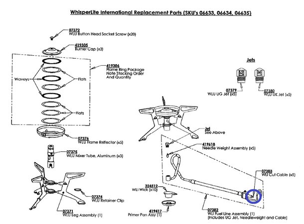 MSR WLI Cut Cable Whisperlite International - Reservedel 