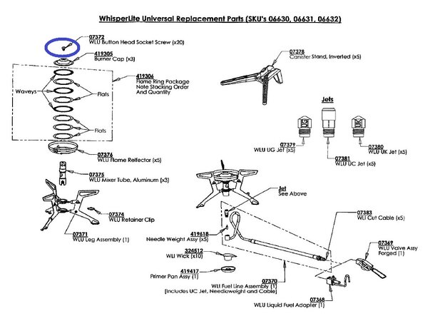 MSR WLU Btn Hd Socket Screw Whisperlite Universal - Reservedel 