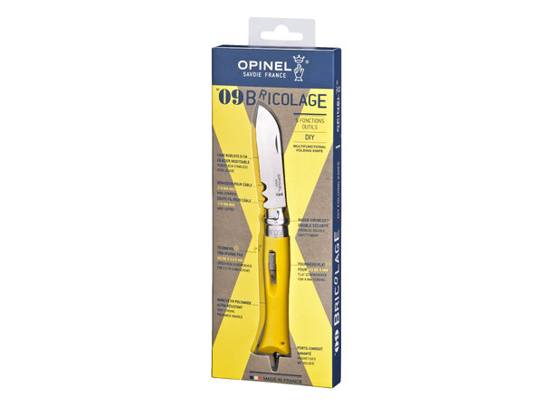 Opinel N°09 DIY Yellow Multikniv m/bitsholder 