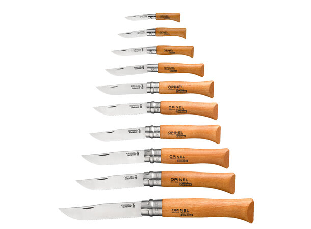 Opinel N° Carbon Steel Den tradisjonelle - i mange størrelser 