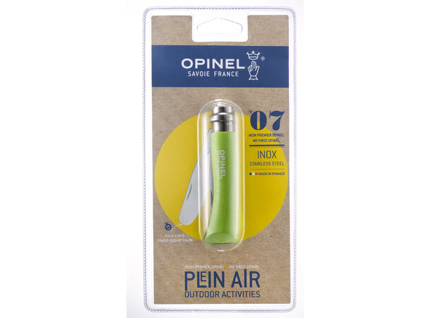Opinel Blister pack N°07 round ended apple green 