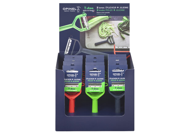 Opinel T-Duo Polymer Skrellere x12 Display - Utstillingsmateriell 