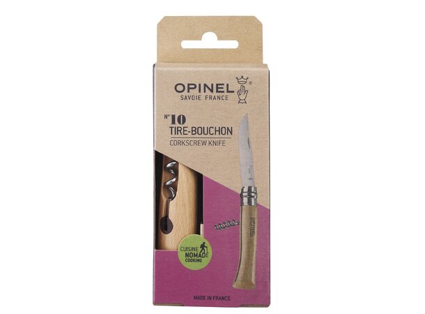 Opinel Corkscrew N°10 Blister Kniv med flaske- og vinflaskeåpner 