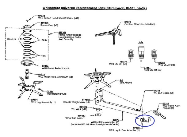 MSR WLU Liquid Fuel Adaptor Whisperlite - Reservedel 