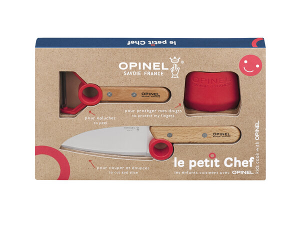 Opinel Le Petit Chef Kjøkkensett barn Kniv, skreller og beskyttelse 