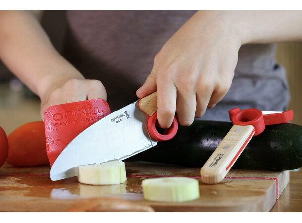 Opinel Le Petit Chef Kjøkkensett barn Kniv, skreller og beskyttelse 