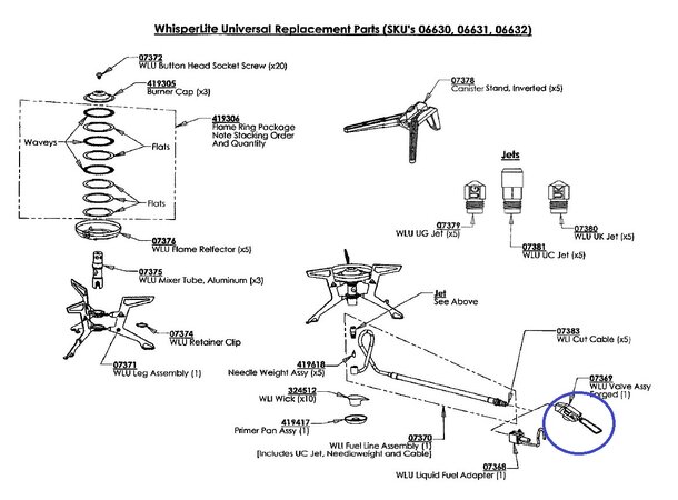 MSR Valve for gas canister - WLU Whisperlite Universal - Reservedel 